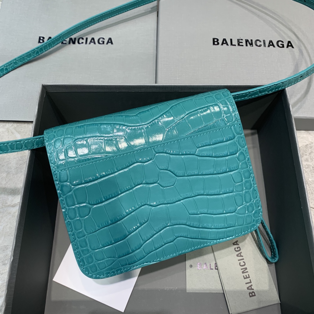 Balenciaga Small Woc Crocodile Embossed Shoulder Bag Light Blue